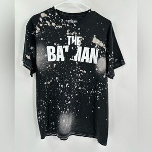 Men's DC Comics The Batman Robert Pattinson Bleach Dye Black T-Shirt Large